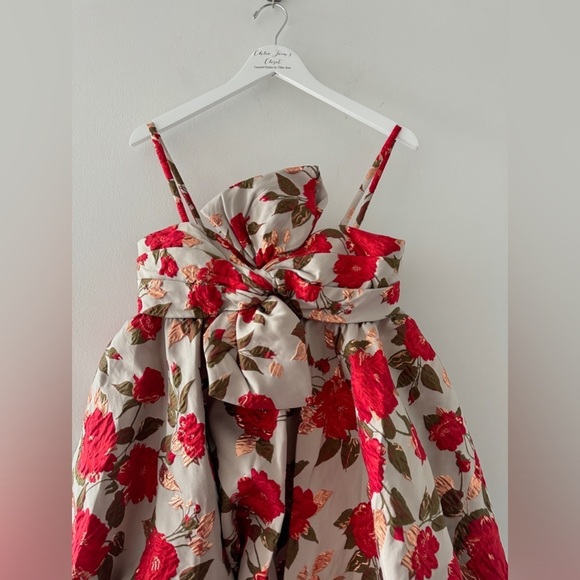 MAC DUGGAL NWT Sleeveless Bow Brocade Bubble Mini Dress in White 8 - Picture 10 of 11